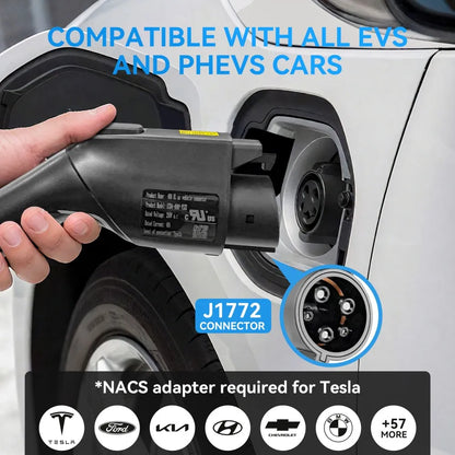 Khons Level 2 Electric Vehicle Charger Station NEMA 14-50 240V 48A Fast Smart Charging at Home For All J1772 EV