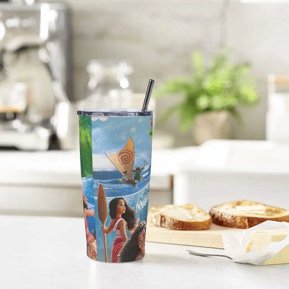 Moana and Pua Cartoon Movie Insulated Tumbler with Straws Stainless Steel Coffee Mugs Double Wall Car Bottle Cups 20oz