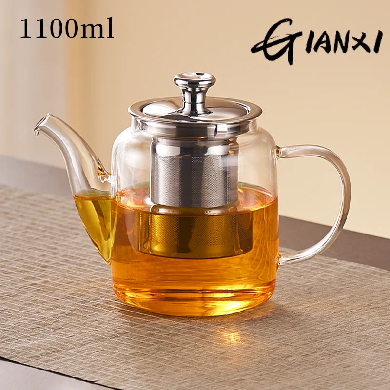 GIANXI Tea Teapot Household Large Capacity Glass Tea Maker Tea Separation Thickened High Temperature Tea Set Single Pot