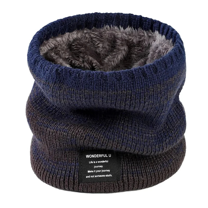 Winter Scarf for Men Fleece Ring Bandana Knitted Warm Solid Scarf Women Neck Warmer Thick Cashmere Hot Handkerchief Ski Mask
