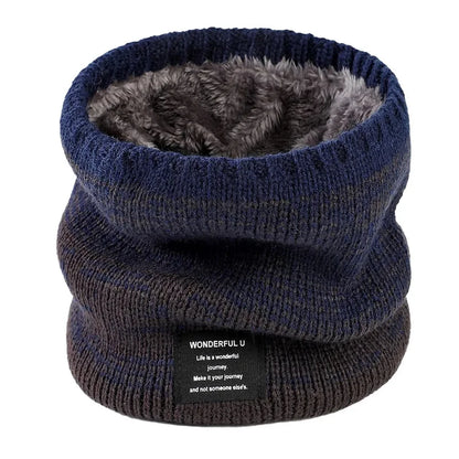 Winter Scarf for Men Fleece Ring Bandana Knitted Warm Solid Scarf Women Neck Warmer Thick Cashmere Hot Handkerchief Ski Mask