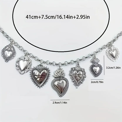1Pc Fashion Exquisite Women's O-chain Choker Necklace Geometric Irregular Heart-shaped Pendant Necklace Y2K Daily Party Jewelry