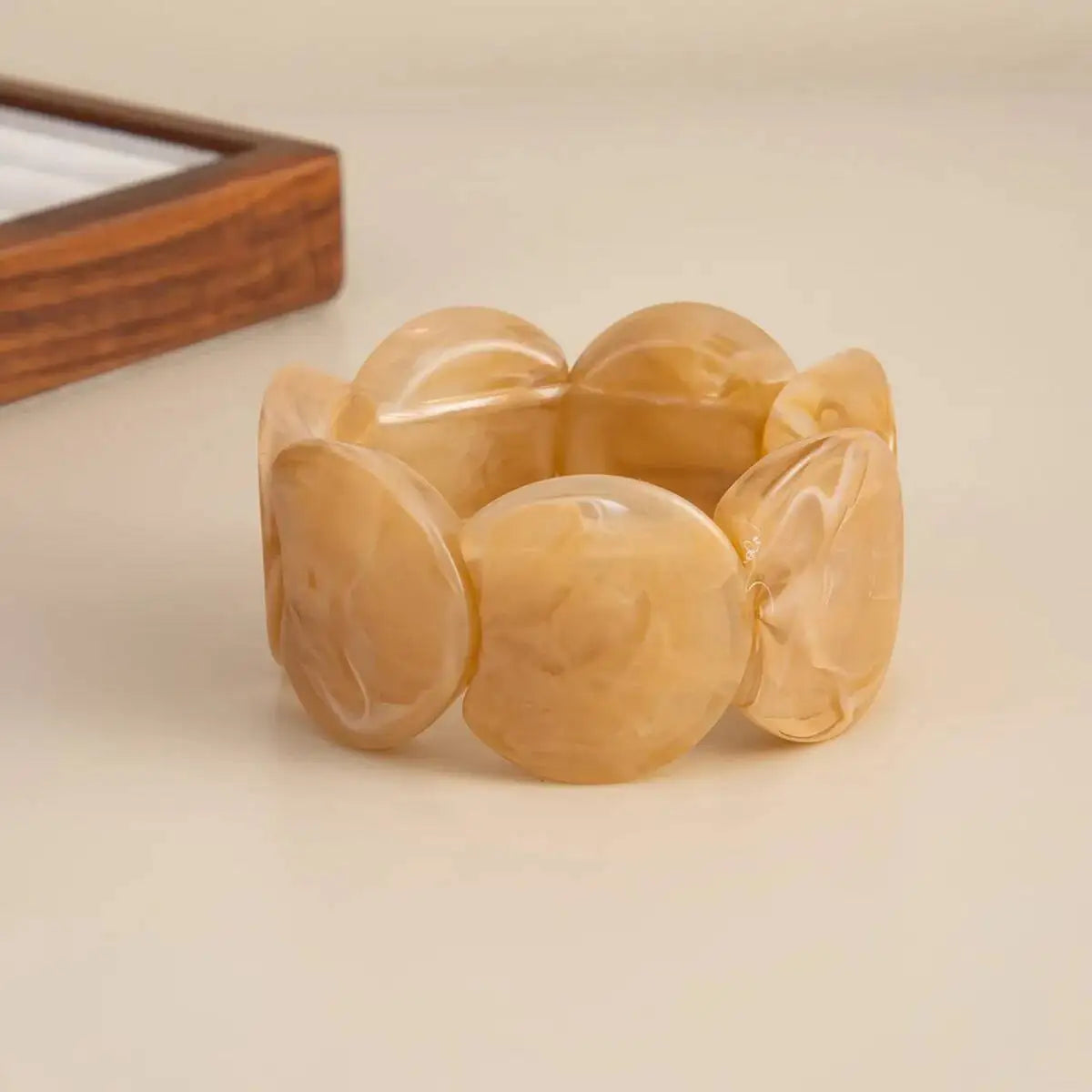 IngeSight.Z 6 Style Boho Punk Geometric Acrylic Resin Elasticity Bangles Women Vintage CCB Beads Bangle Bracelets Charm Jewelry