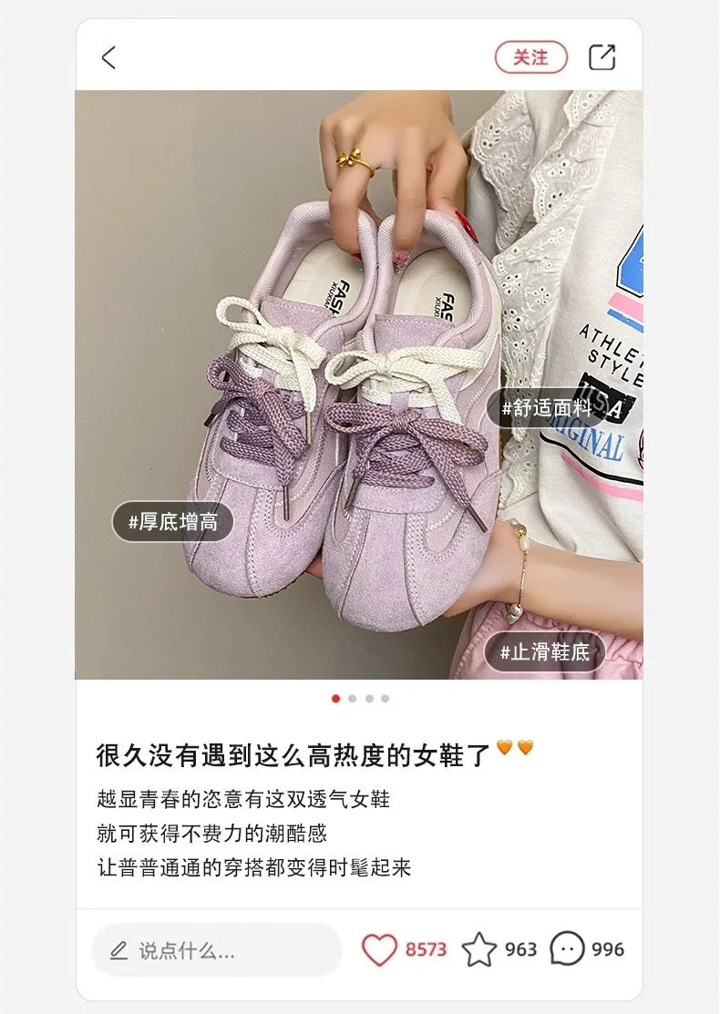 Women's Casual Shoes Suede Leather Training Shoes for Women 2026 Patchwork Retro Sneakers Ladies Casual Flat Heels Walking Shoes