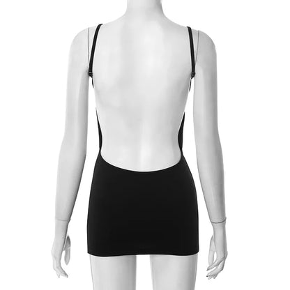 Summer Spring Sexy Backless Y2K Black Women Mini Dress Outfits Party Club Birthday Sleeveless Bodycon Short Dresses Vestido Gift