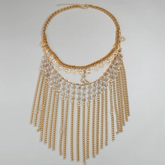 New Fashion Rhinestone Golden Coins Fringe Face Curtain Jewelry Women Prom Party Mask Chain Headwear Decoration Bridal Veils