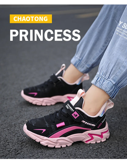 Girls Sneakers Lightweight Athletic Comfortable Shoes with Velcro Closure Kids Non-Slip Casual Walking Running Sports Shoes