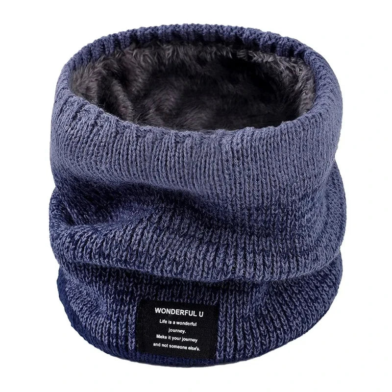 Winter Scarf for Men Fleece Ring Bandana Knitted Warm Solid Scarf Women Neck Warmer Thick Cashmere Hot Handkerchief Ski Mask