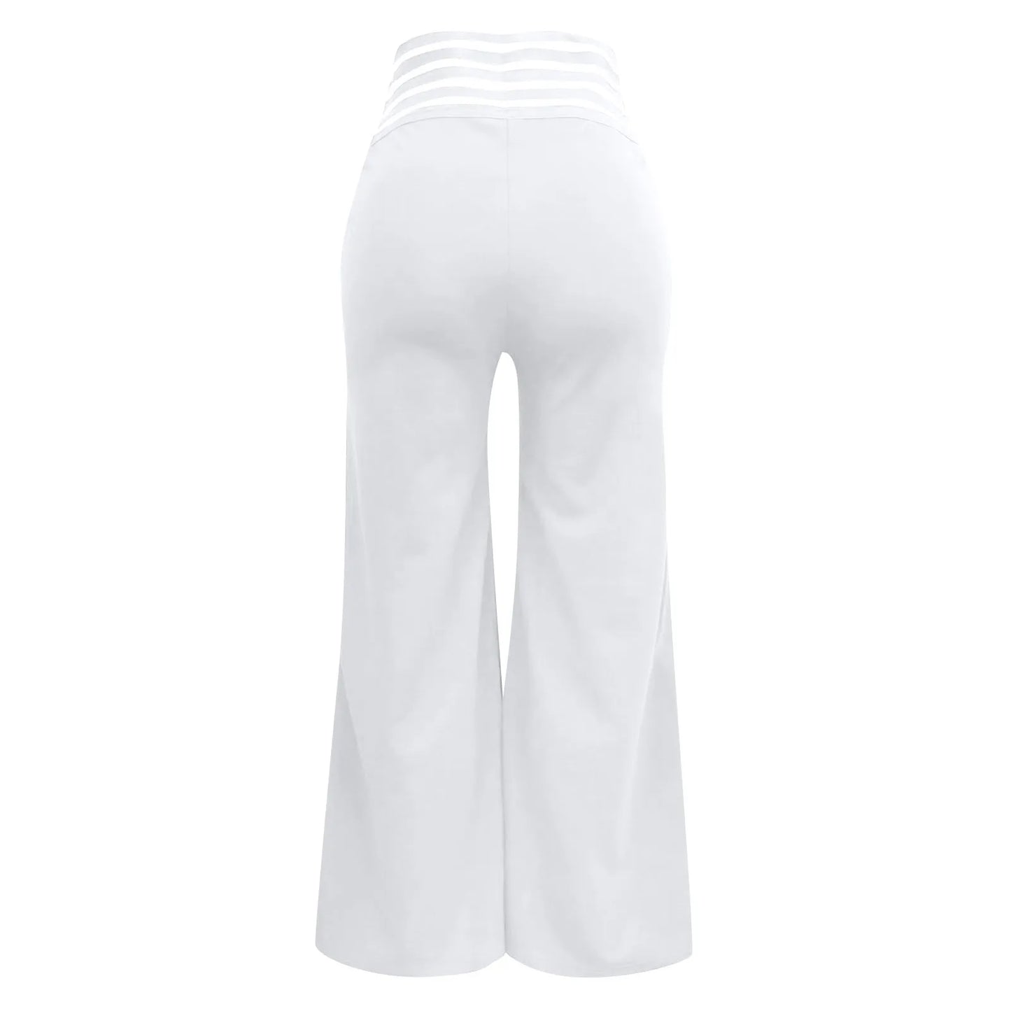Women Wide Leg Flared Pants New Y2k Casual Crisscross Sheer Mesh Patch High Waist Trousers Elegant Streetwear Work Pants