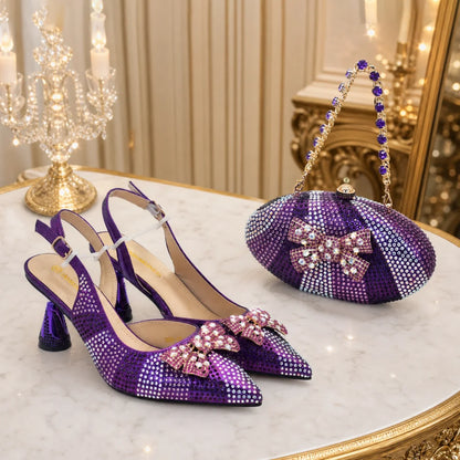 Italian Shoe and Bag Set Designer Wedding Fashion Party Shoes and Bag Match for Women Elegant Woman Heeled Shoes for Wedding