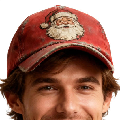 Baseball Hats for Men Christmas Red Funny Vintage Santa Claus Printed Baseball Hat New Unisex Fashion Trucker Caps
