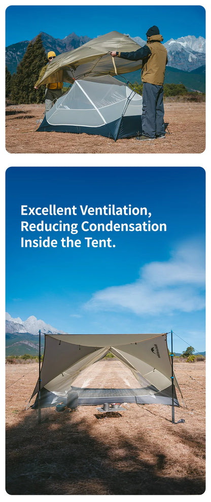 Naturehike Mongar 2 UL/PRO 1-2 Person Backpacking Tent Nylon Waterproof Ultralight Travel Trekking Shelter Tent with Footprint