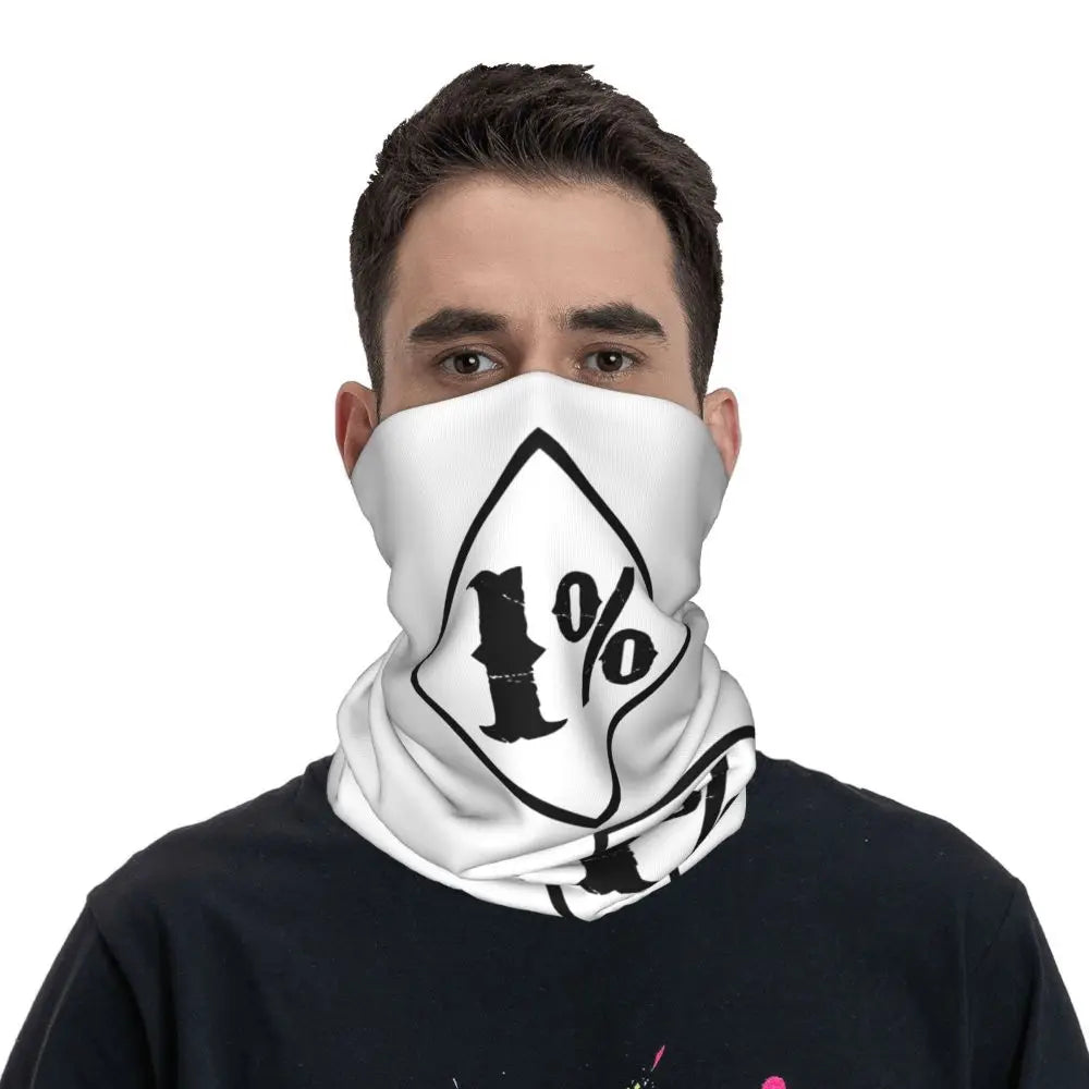 One Percenter 1% Bandana Neck Cover Printed Motorcycle Club Biker Mask Scarf Multifunctional Cycling Scarf for Men Women Adult