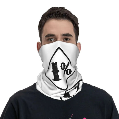 One Percenter 1% Bandana Neck Gaiter Printed Motorcycle Club Biker Mask Scarf Multifunctional Headwear Hiking for Men Women
