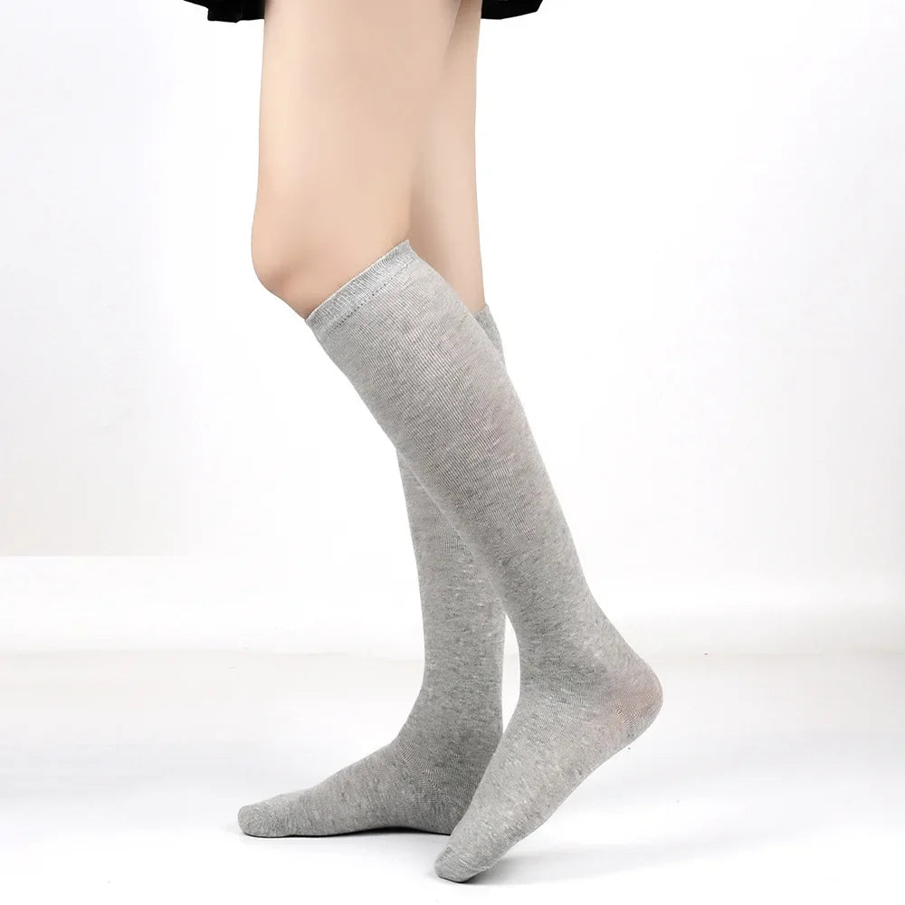 Middle Tube Sock Women Striped Knee High Ladies Japanese Harajuku College Style Cotton Summer Calf Sock Black White Female Gift