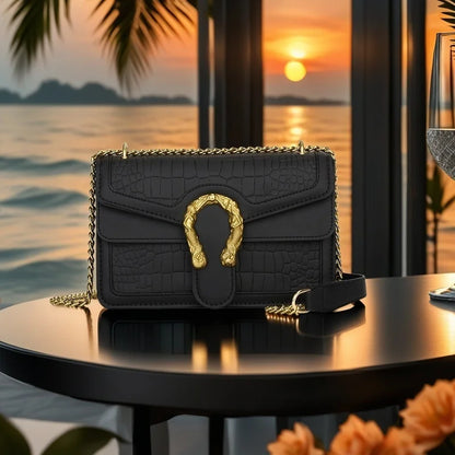 Fashion Printed Chain Shoulder Bag for Women, Trendy Small Square Crossbody, Travel Shopping Gift for Girlfriend