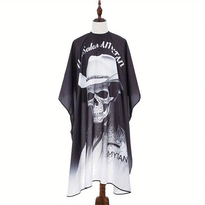 Skull Print Design – Vibrant Mexican Skull Print Salon Barber Cloth Adjustable Snap Closure Haircut Apron for Hair Styling