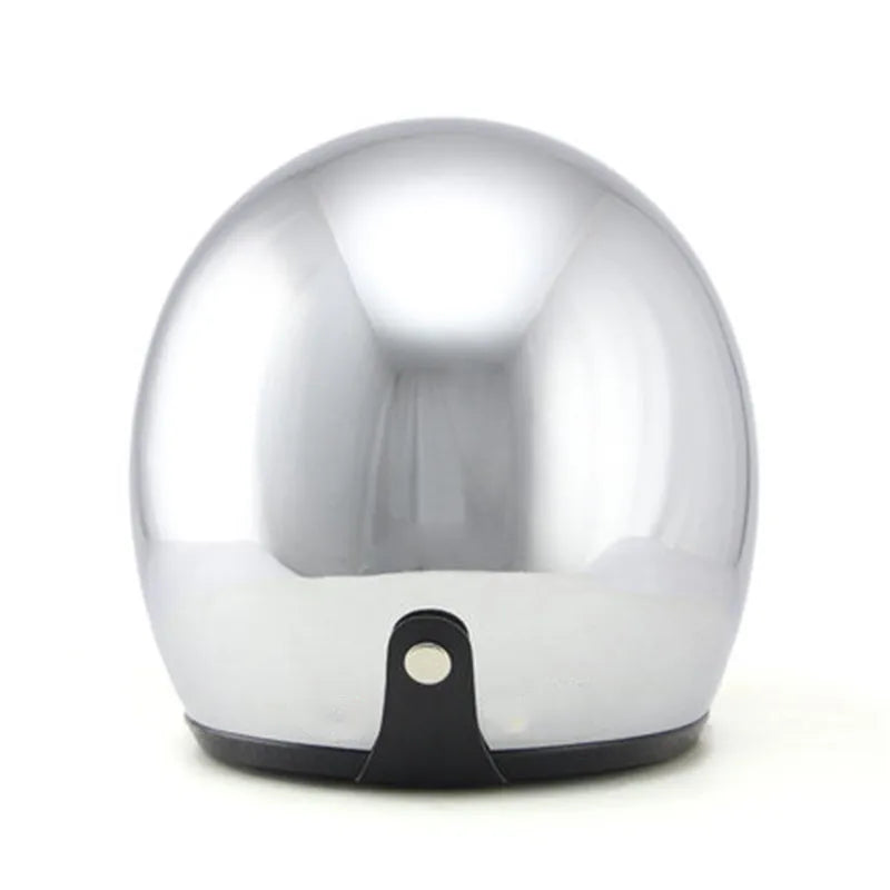 HOT Unique Silver Plating Open Face Retro Motorcycle Helmet Vintage Moto Chrome Helmet Sliver Jet Moto 3/4 Half Casco Casque