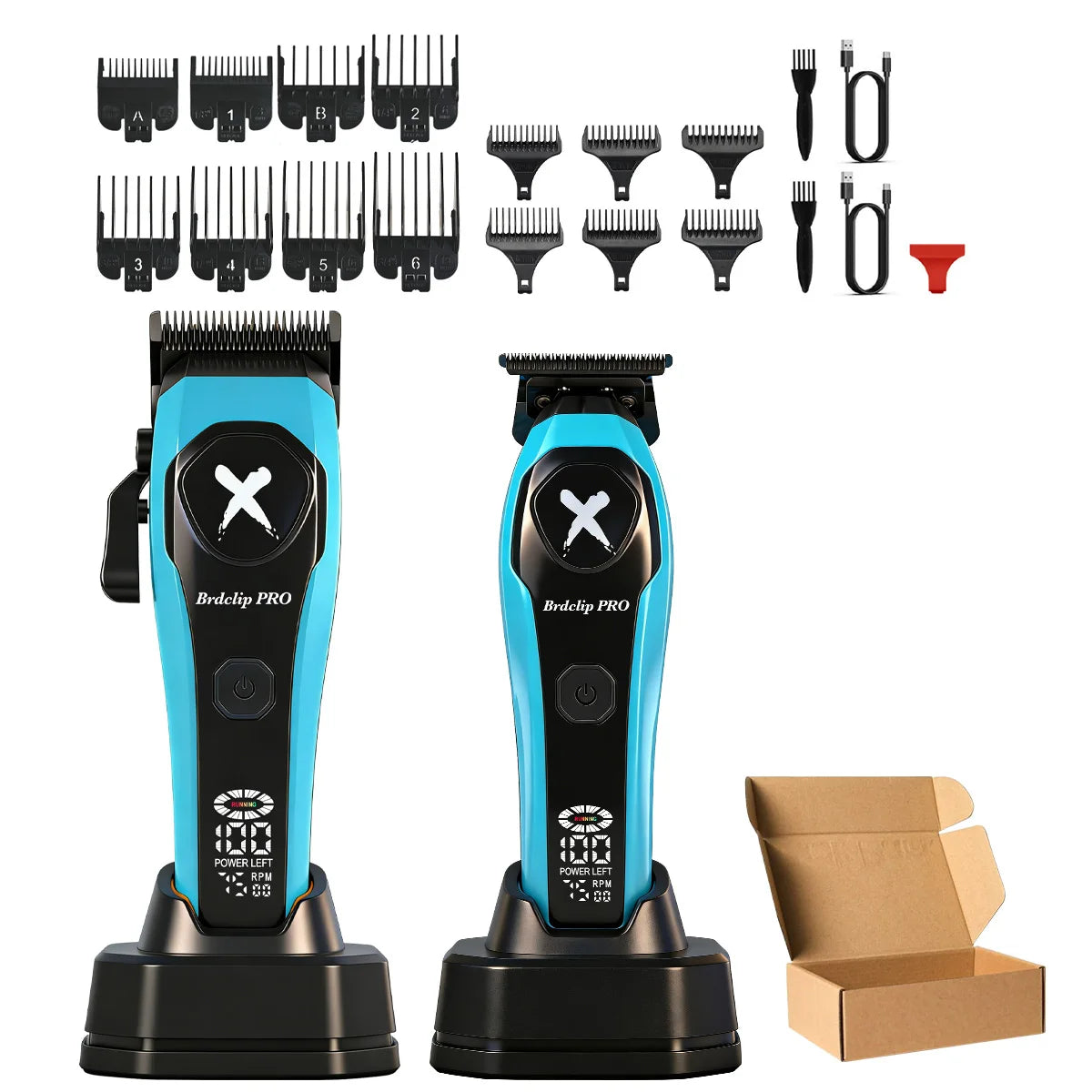 Professional BRDCLIP Barber Cordless Hair Clipper Kit DLC Ceramic Moving Blade Trimmer 75000RPM Grooming Tool Brushless Motor