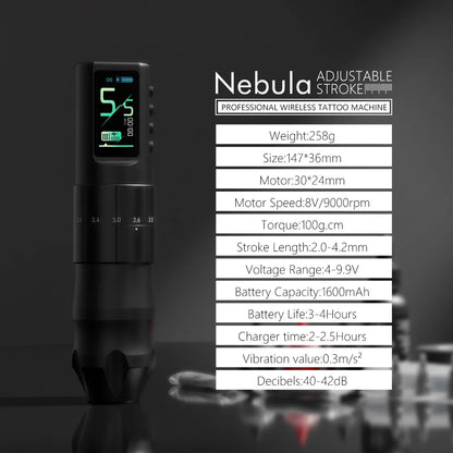 XNET Nebula Wireless Tattoo Machine Full Kit Custom Motor 1600mAh Battery 7 Strokes Dot Tattoo Pen For Beginner For Tattoo Art