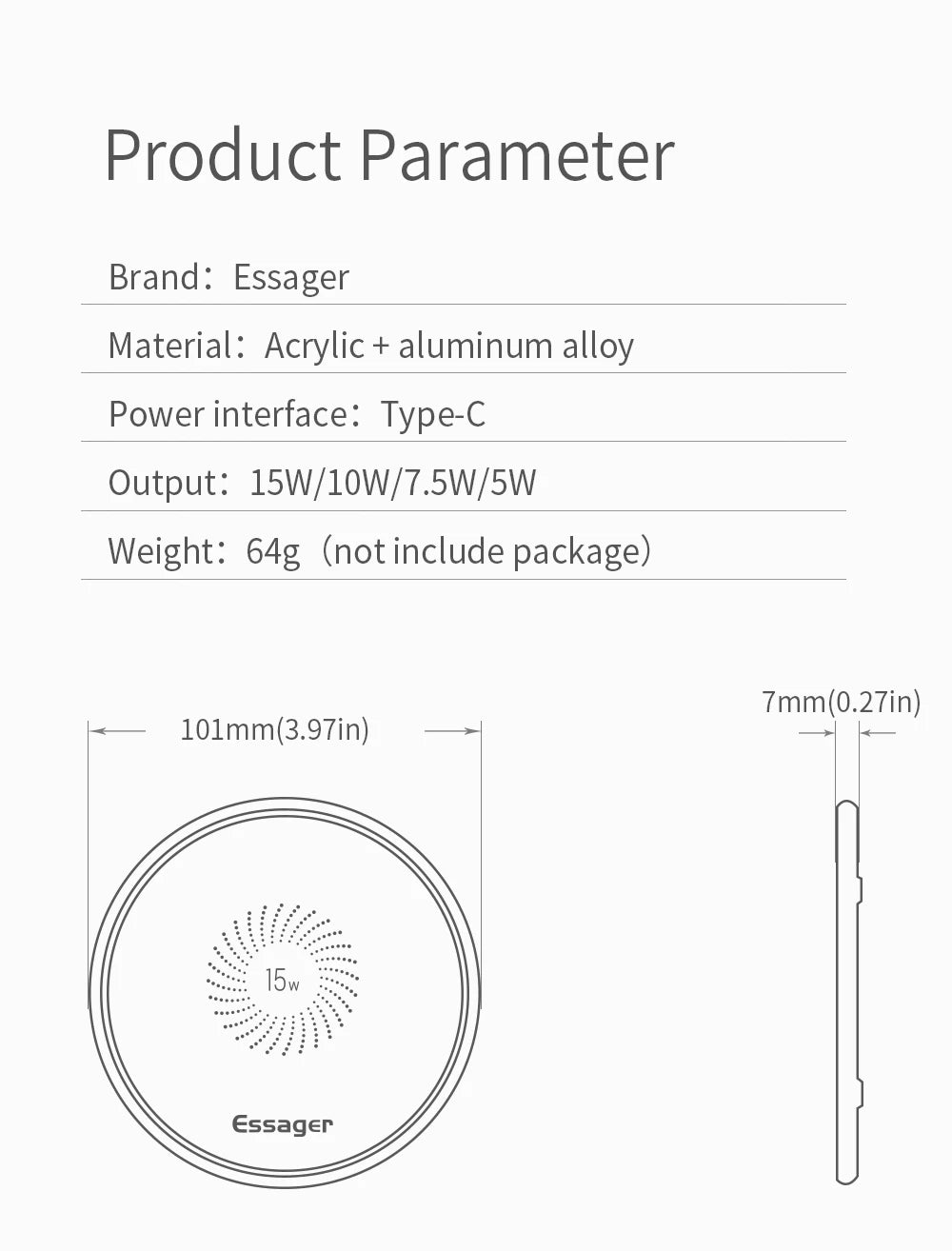 Essager 15W Qi Wireless Charger Fast Wireless Charging Pad Quick Induction Wirless Charger For iPhone 14 Pro max Xiaomi mi 9 Pro