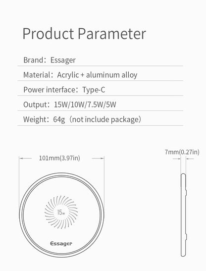 Essager 15W Qi Wireless Charger Fast Wireless Charging Pad Quick Induction Wirless Charger For iPhone 14 Pro max Xiaomi mi 9 Pro