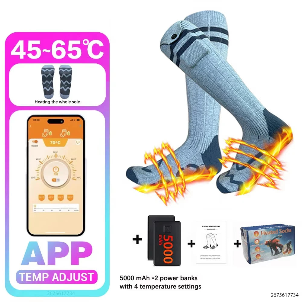 Winter Heated Socks Warm Ski Electric Heating Thick Soft Stockings Unisex For Outdoor Thermal Hunting Camping Warmer