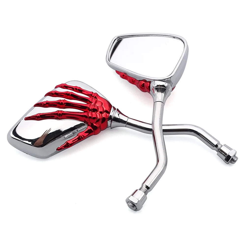 Universal Motorcycle Skull Hand Claw Rear-View Side Mirror Universal Fit Mirror Bolt For Street Sport Bike Chopper Cruiser