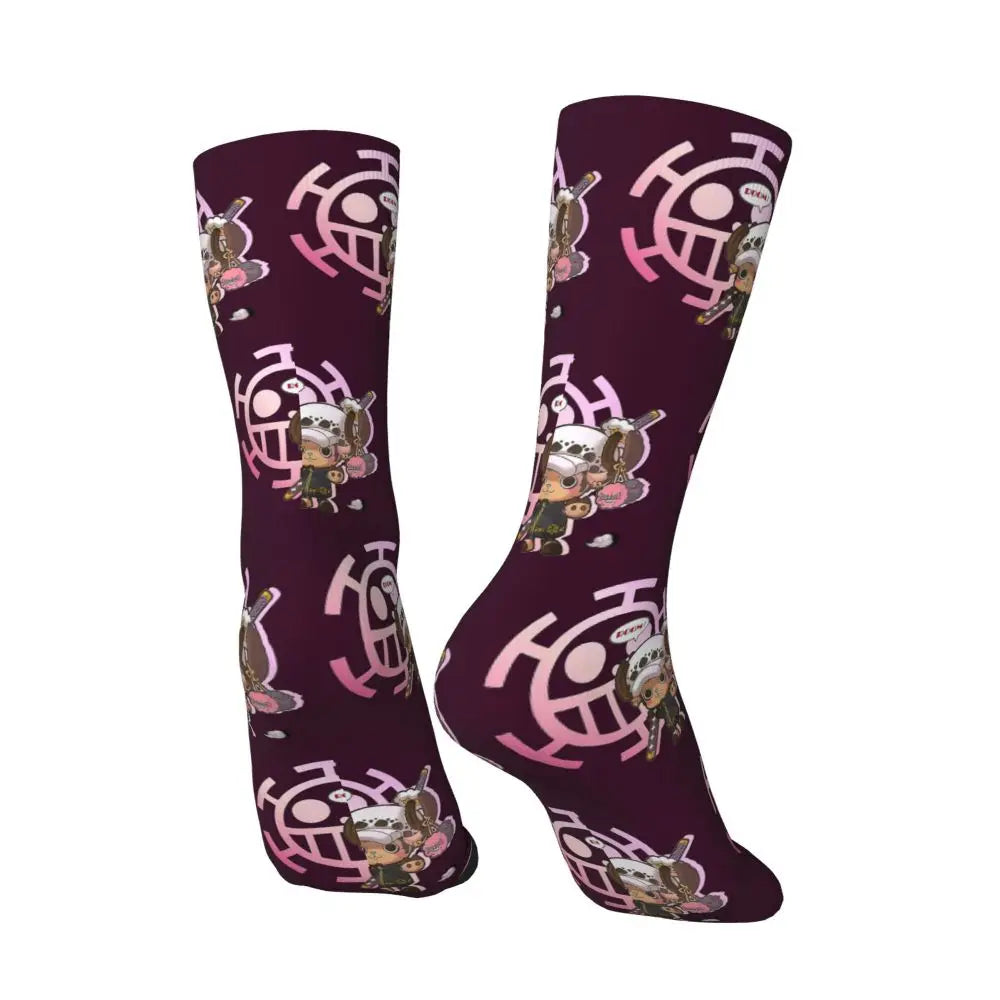 Fashion Men's Socks Harajuku Tony Tony Choppers Sock Luffys Zoros Trafalgar Law Anime Women's Socks Spring Summer Autumn Winter
