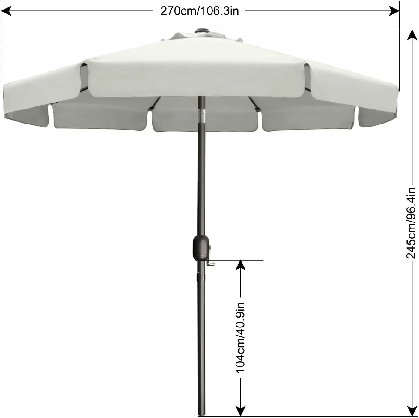 Patio Umbrella 9ft, Outdoor Table Umbrella with Push Button Tilt and Crank, 8 Ribs Umbrella for Patio Pool Garden Deck