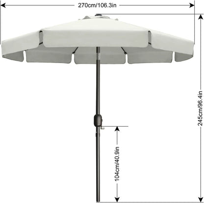 Patio Umbrella 9ft, Outdoor Table Umbrella with Push Button Tilt and Crank, 8 Ribs Umbrella for Patio Pool Garden Deck