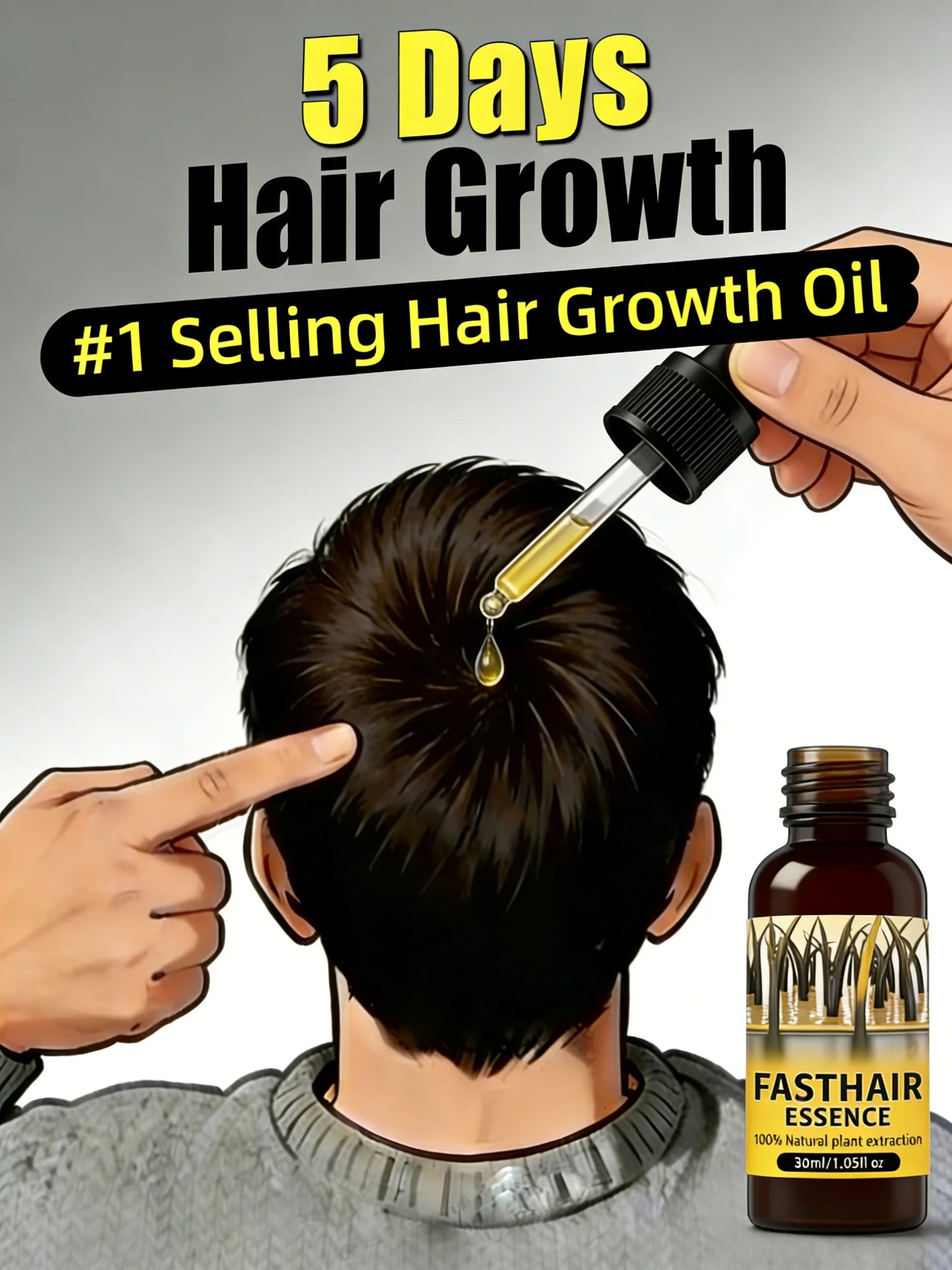 Hair Growth Essential Oil | Anti Hair Loss Regrowth Treatment,Nourishes Scalp & Strengthens Hair, Lightweight Non-Greasy Formula