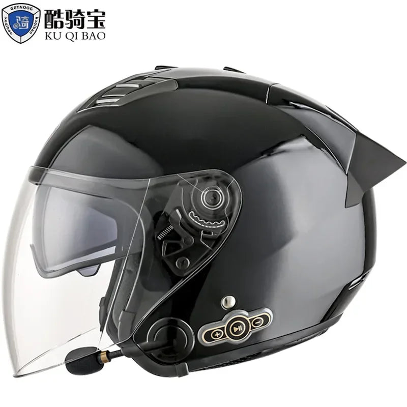 HOT DOT Approved Open Face 3/4 Motorcycle Helmet with Build-In Bluetooth Headset Earphone and Detachable Liner for honda