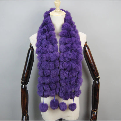 Women Winter Warm Real Rabbit Fur Scarf Hot Sale Natural Rabbit Fur Muffler 2025 Lady 100% Genuine Fur Scarves Wholesale Retail