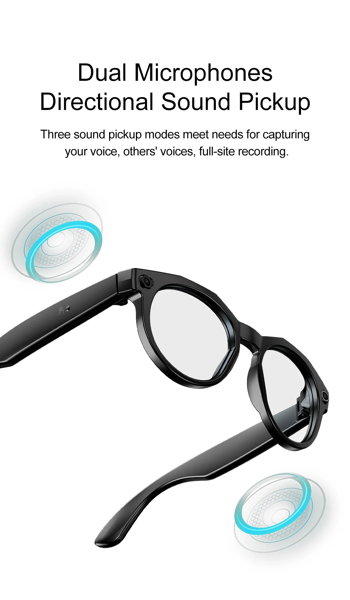 AI Smart Glasses 800W Pixel 4K HD Camera Recording Sunglasses Call WIFI Transmission Voice Assistant Smart Translation Glasses