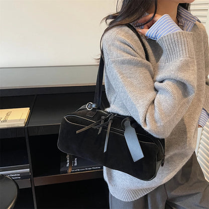 MOODS 2025 Autumn Latest Commute Shoulder Bags For Women PU Suede Pure Color Large Capacity Boston Bag Luxury Designer Handbags