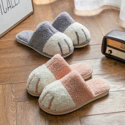 New Women's Winter Plush Slippers Cute Cat Paw Design Slippers Home Bedroom Indoor Shoes Men's Warm Comfortable Cotton Slippers