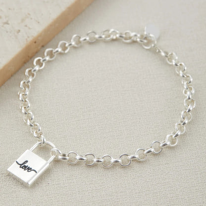 Luxury Fashion Square Shaped Lock  Link Chain Padlock Charm Bracelet Fine Jewelry Link Chain Bracelets for Women