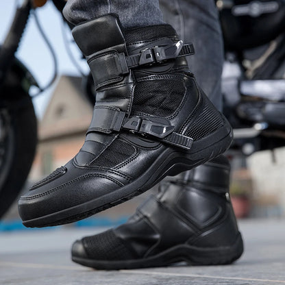 Man Motorcycle Boots New Breathable Anti-fall Rider Road Racing Motorcycle Shoes Microfiber Leather Men's Motos Protection Boot