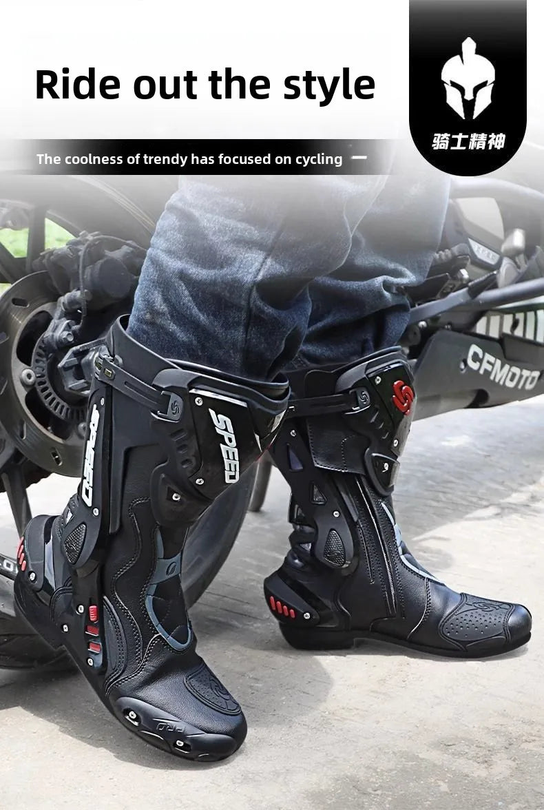 HOT  Men's Motorcycle Racing Waterproof Motorcycle Off-road Racing Rally Boots Four Seasons Anti-collision Protection Rider