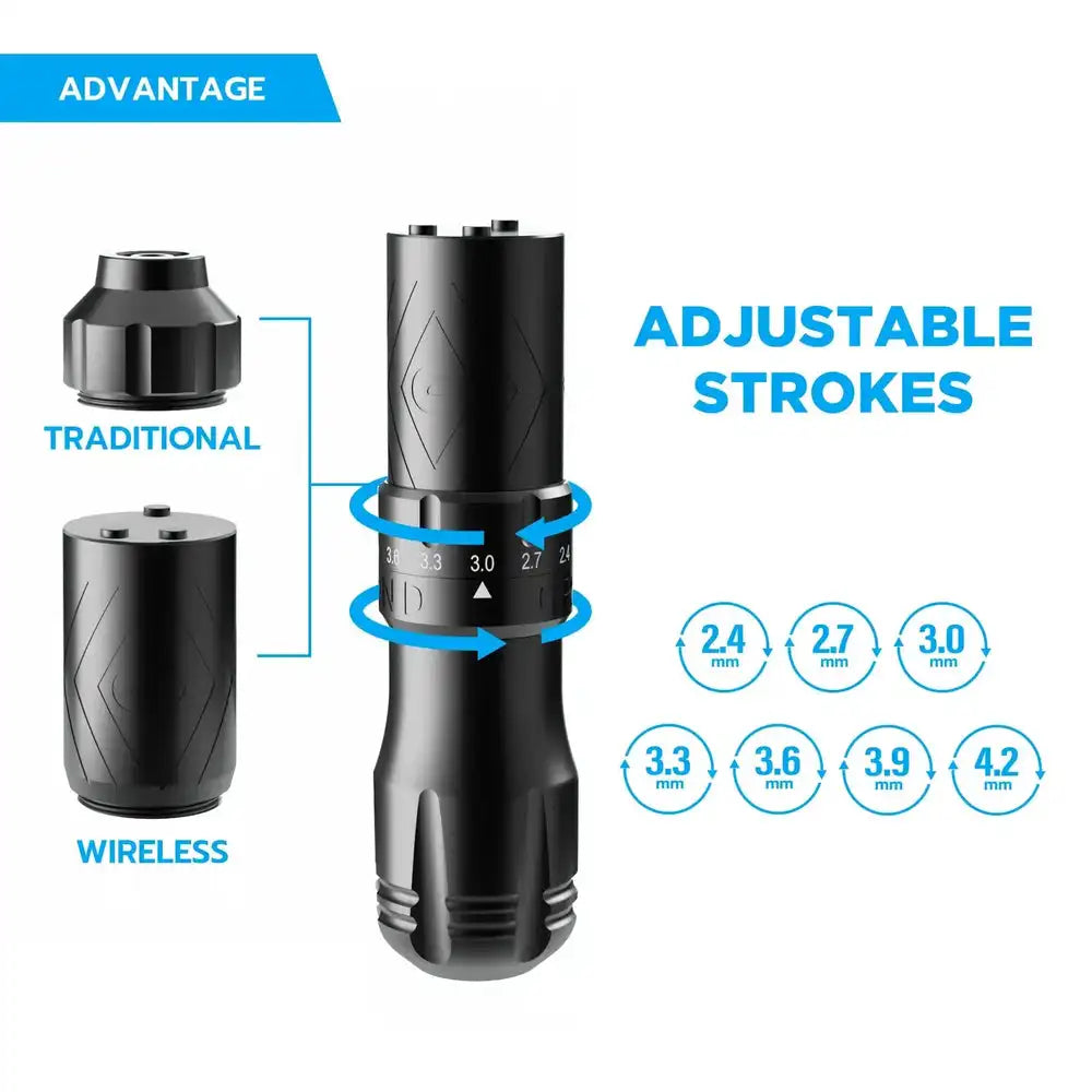 EMALLA GRAND Wireless Tattoo Pen Machine Adjustable 7 Strokes Brushless Motor 1800mAh Tattoo Permanent Makeup Pen Machine Supply