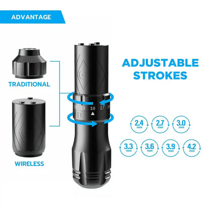 EMALLA GRAND Wireless Tattoo Pen Machine Adjustable 7 Strokes Brushless Motor 1800mAh Tattoo Permanent Makeup Pen Machine Supply