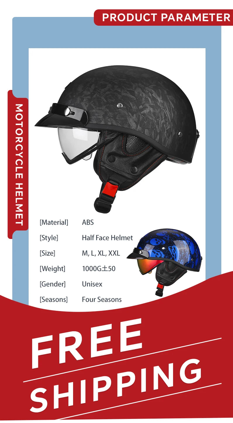 New Arrivals Retro Half Face Motorcycle Helmet DOT ECE Half Motorbike Helmets Men Women Unisex Low Profile Half Helm