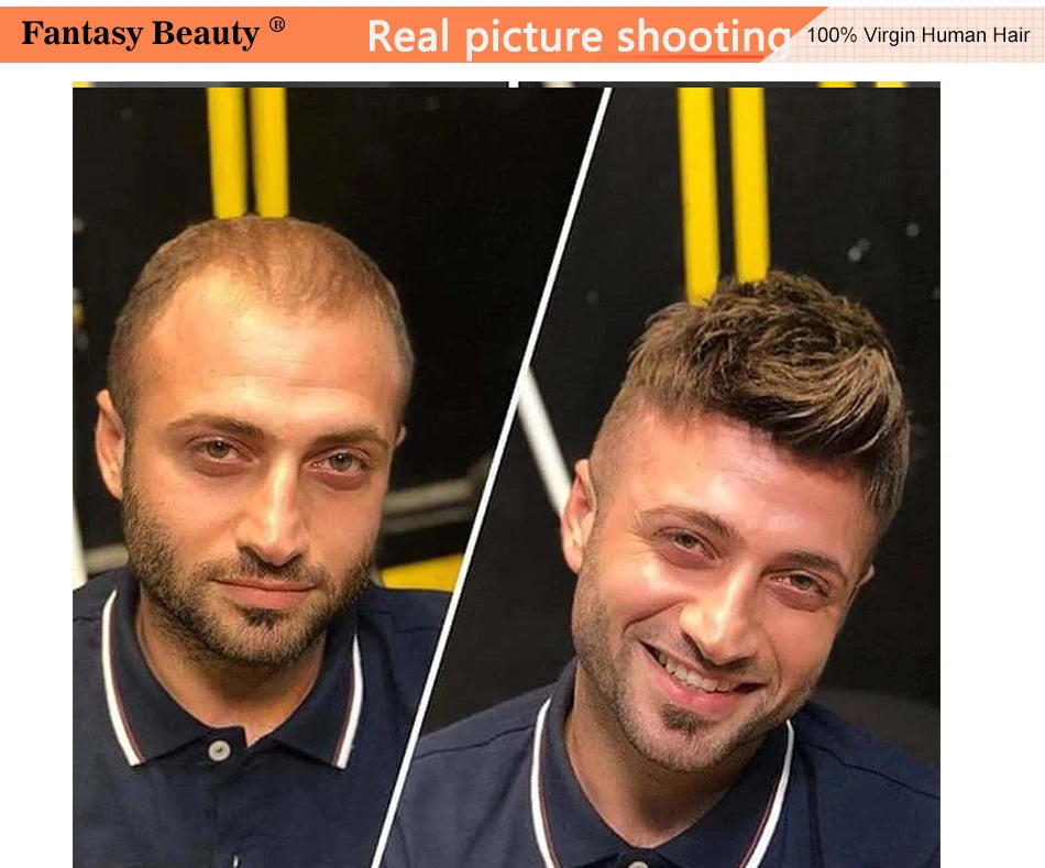 Grey Man Human Hair Wigs Replacement Natural Hairline Full Injection PU Base Prosthesis Capillary 1B40 1B80 Old Man Hairpieces