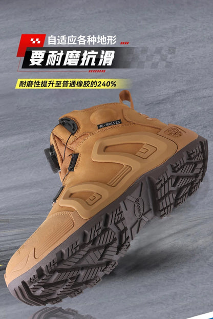 Motorcycle Riding Boots Waterproof Cowhide Leather Breathable Anti-Slip Wear-Resistant Touring Moto Shoes for Men Women