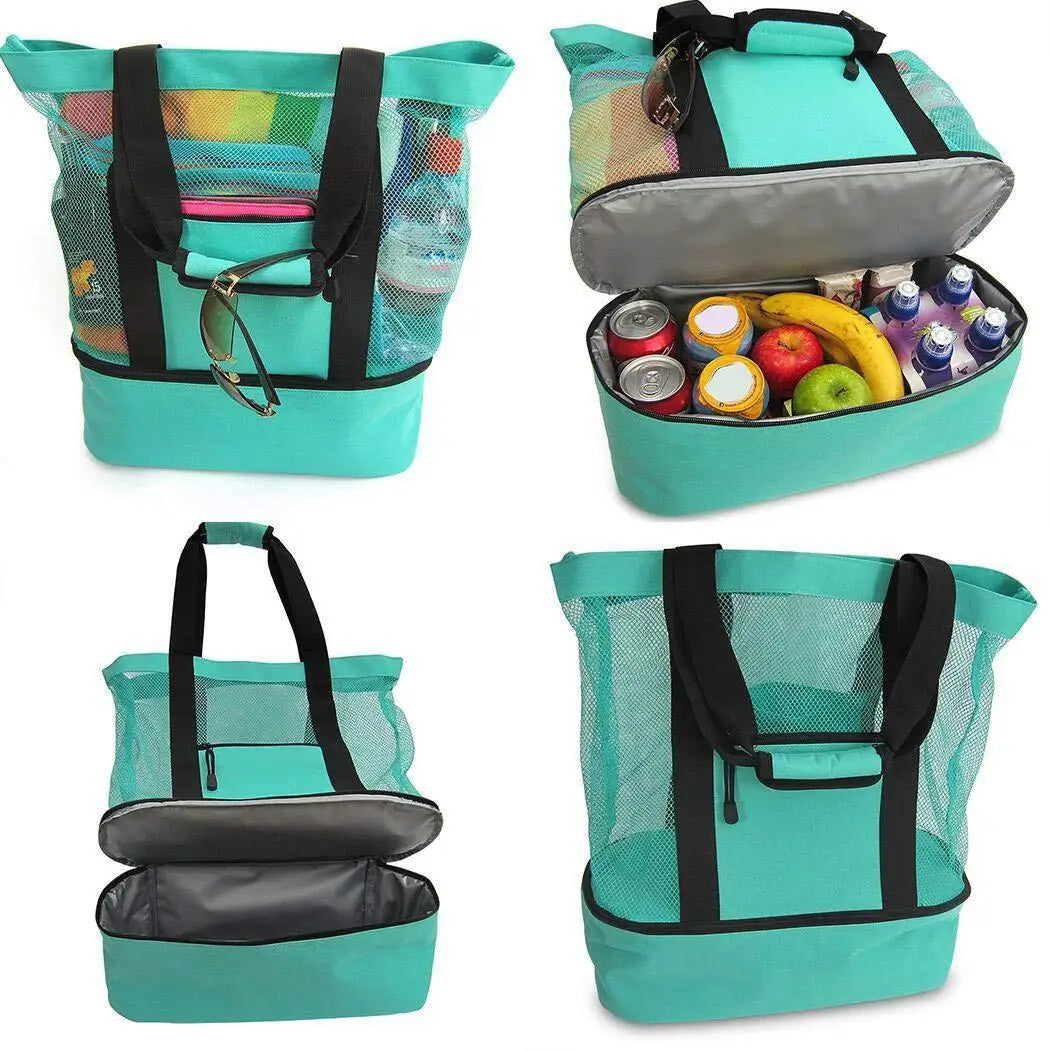 High Capacity Women Mesh Transparent Bag Double-layer Heat Preservation Large Picnic Beach Bags