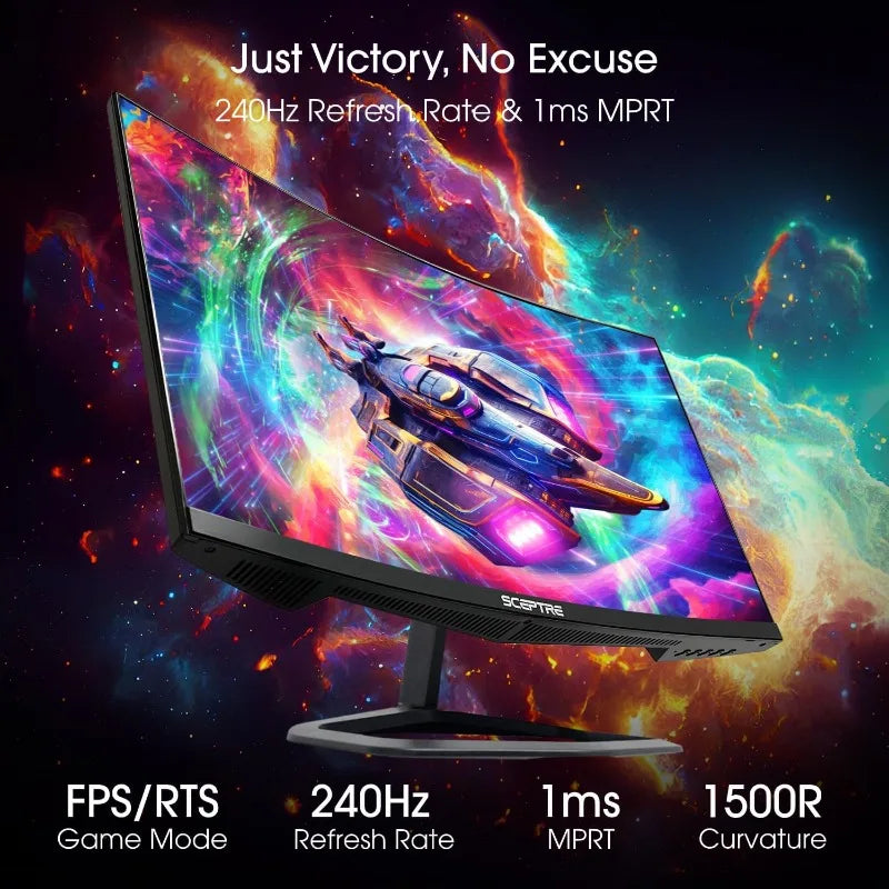 Curved 24.5-inch Gaming Monitor up to 240Hz 1080p R1500 1ms DisplayPort  x2 Blue Light Shift Build-in Speakers, M