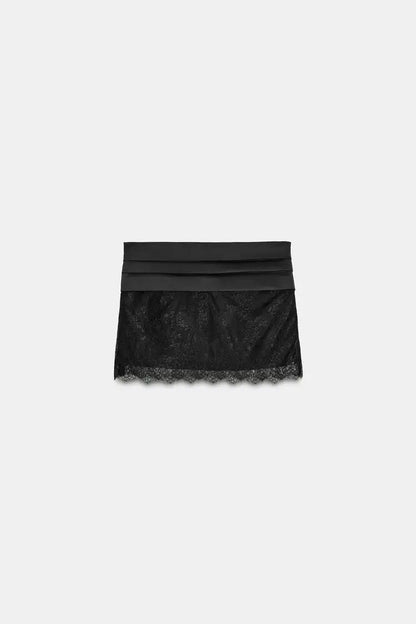 Elegant Women's Sets New In Matching Sets New Satin Bow Lace Sexy Hollow Tights Mini Hip Midi Skirt Suit For Sexy Women's Outfit