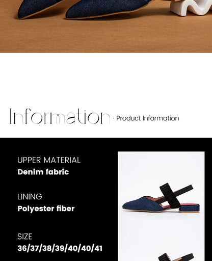 Fashionable Color Blocking Design with Denim Fabric Classic and Minimalist Women's Flat Shoes Exquisite Workmanship