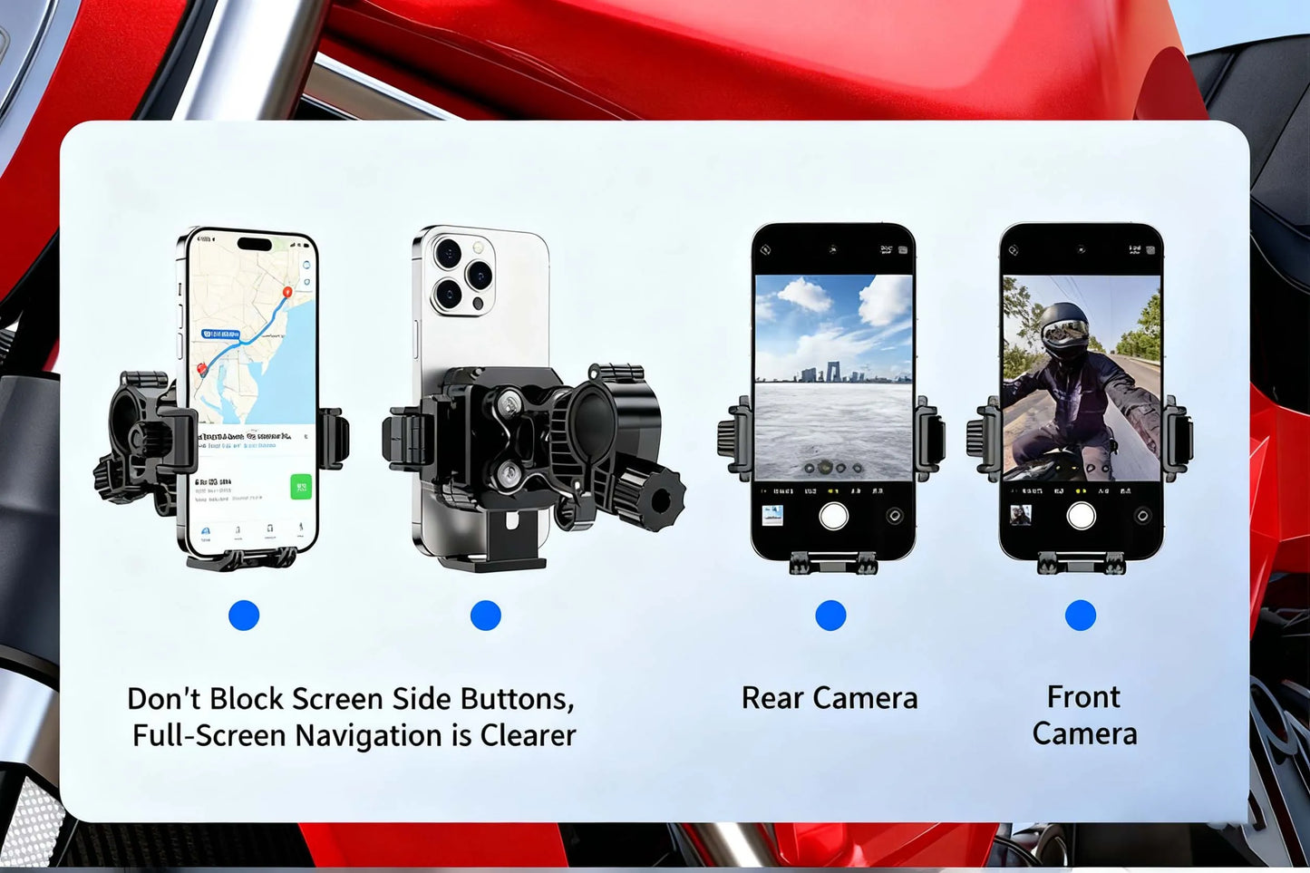 Motorcycle Riding Shock-Absorbing Phone Holder Adjustable Anti-Theft Quick Release Navigation Bracket with Mountain/Road Bicycle